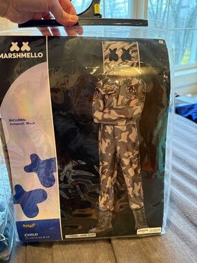 Marshmello Camo Jumpsuit Costume with Mask - Kids medium 8-10